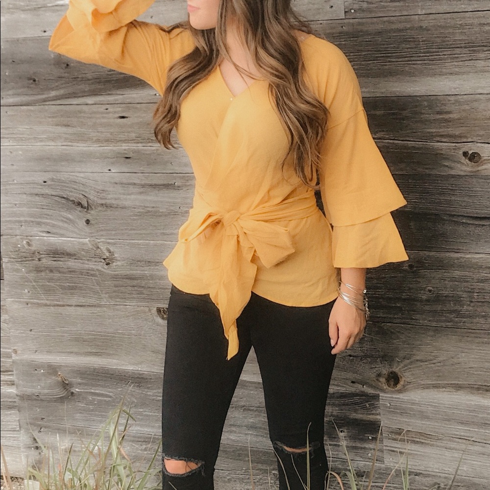 Mustard Bell Wrap Shirt